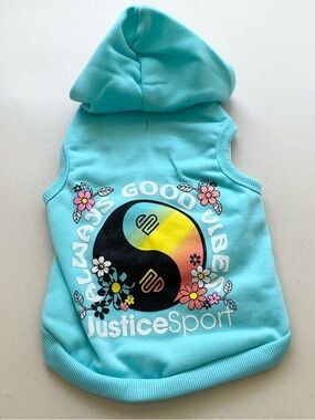 Justice Pet Printed Fleece Dog Hoodie Turquoise Small